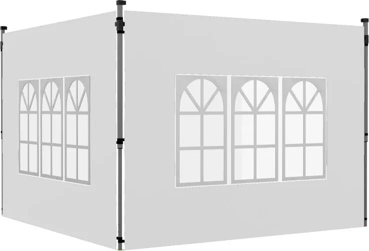 2 Paredes Laterais para Tenda de 3x3 / 3x4 m 295x195 cm (ESTRUTURA NÃO INCLUIDA) Parede de Substituição de Tecido Oxford para Tendas Dobráveis Branco