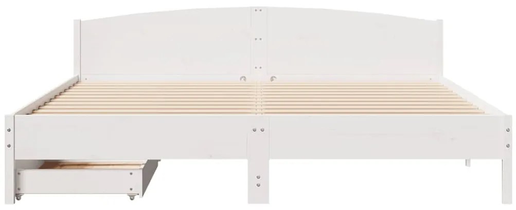 Cama sem colchão 200x200 cm madeira de pinho maciça branco