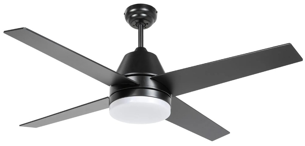 HOMCOM Ventoinha de Teto com Luz 46W Ø129 cm com 4 Lâminas Reversíveis Controlo Remoto 6 Velocidades e Temporizador Preto