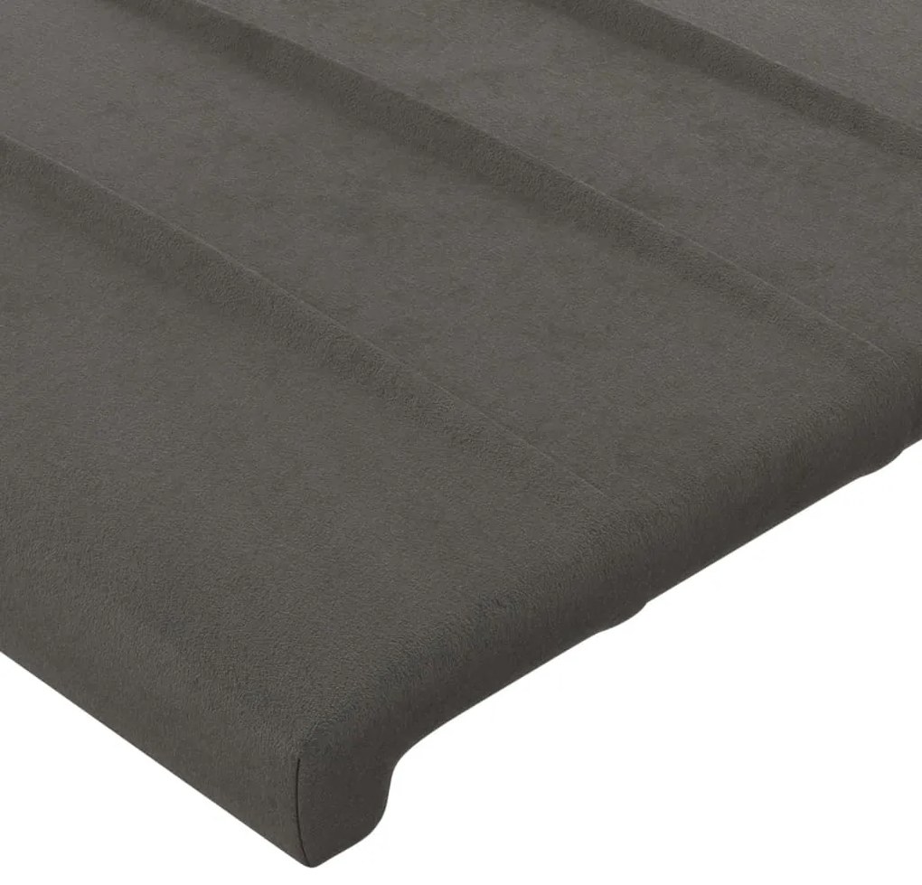 Cabeceira cama c/ luzes LED veludo 163x16x78/88cm cinza-escuro