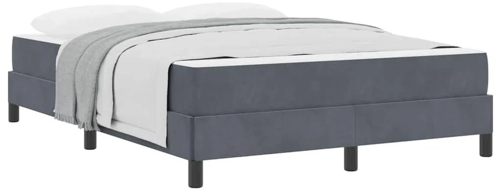 Cama box spring com colchão Cinza Escuro 160 x 200 cm Veludo