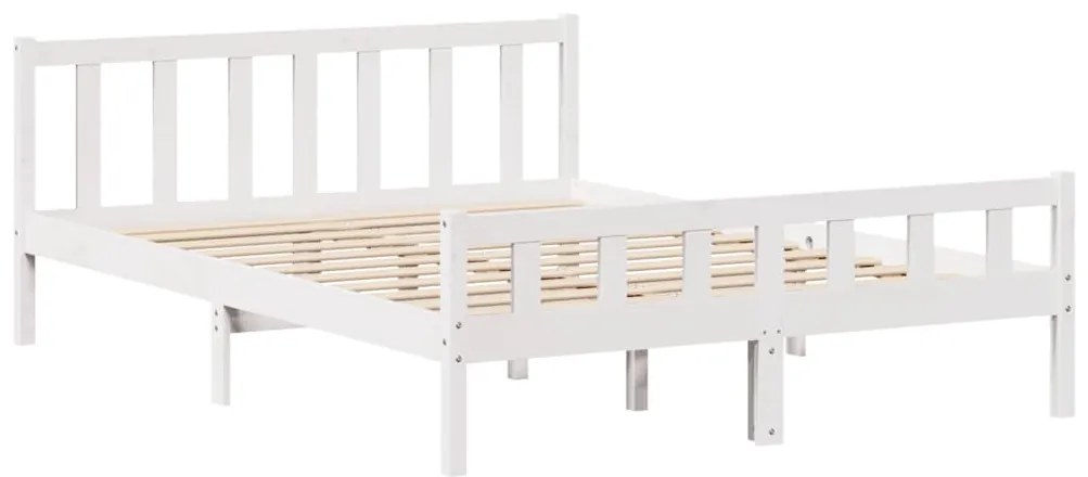 Cama sem colchão 150x200 cm madeira de pinho maciça branco
