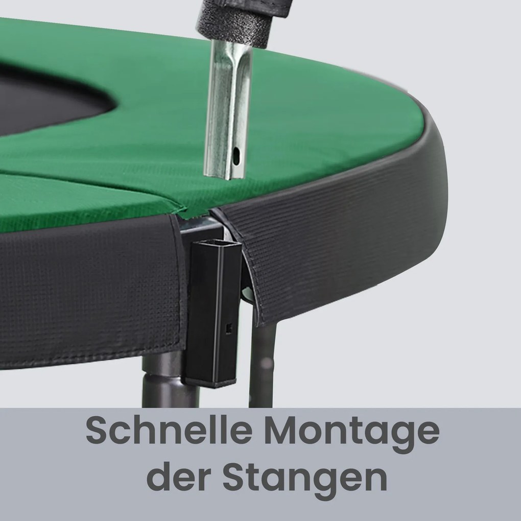 Trampolim de 244 cm de diâmetro, trampolim de jardim com rede de segurança, postes com 180 cm de altura Preto-verde escuro