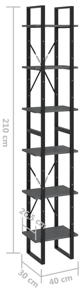 Estante alta 40x30x210 cm madeira de pinho maciça cinzento