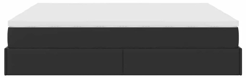 Estrutura de cama otomana com colchões pele artificial preta