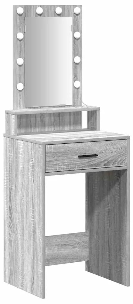 Mesa de maquilhagem vidaXL com luzes LED cinzento sonoma 50x41x140 cm