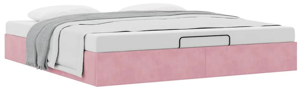 Estrutura de cama otomana sem colchão 200x200 cm veludo rosa