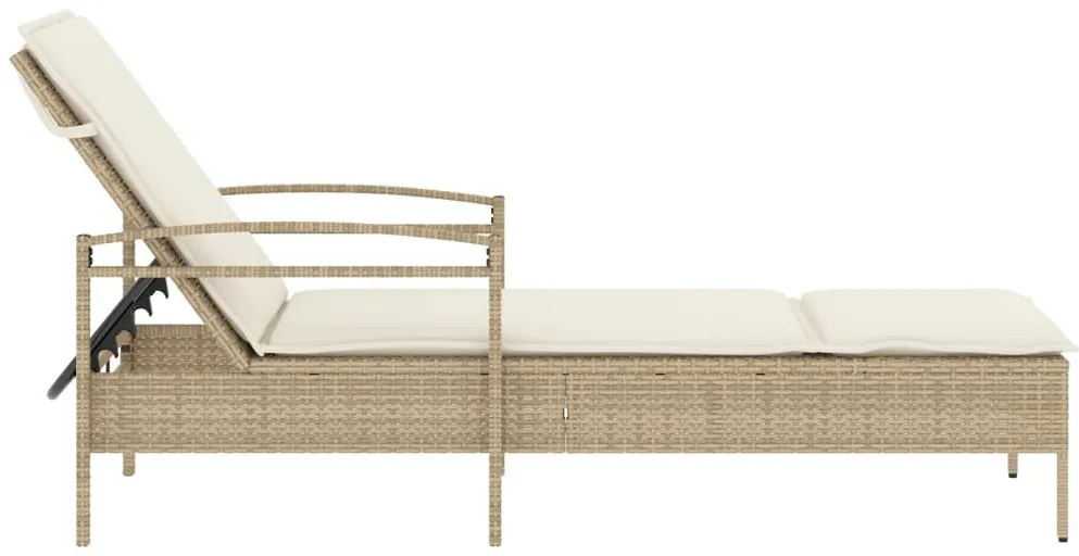 Espreguiçadeira com almofadão 63x200x81 cm vime PE bege