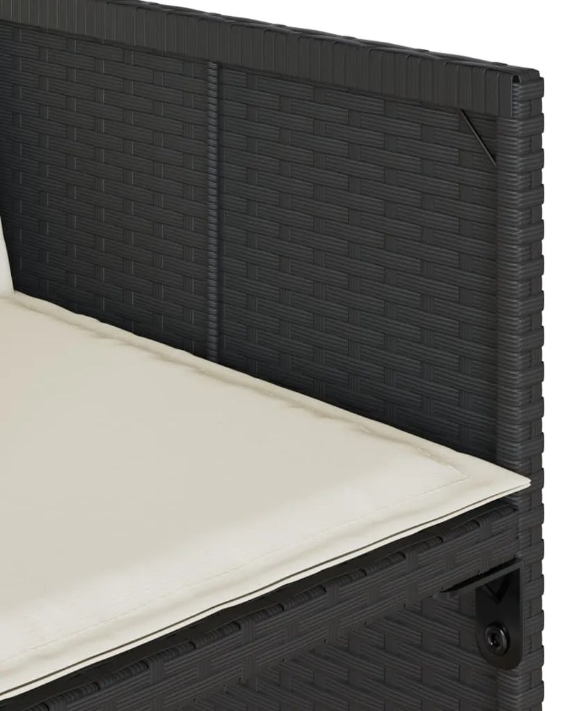 17 pcs conjunto de jantar p/ jardim c/ almofadões vime PE preto