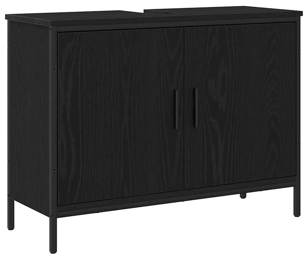 Armário de Pia de Banheiro vidaXL Carvalho Preto 80x30x60 cm Madeira E
