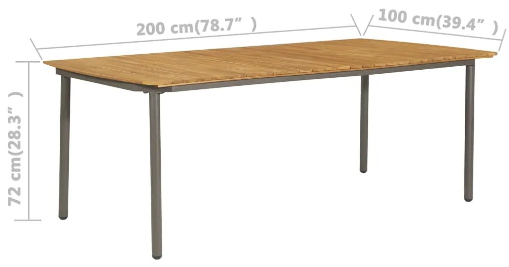 Mesa de jardim 200x100x72 cm madeira de acácia maciça e aço