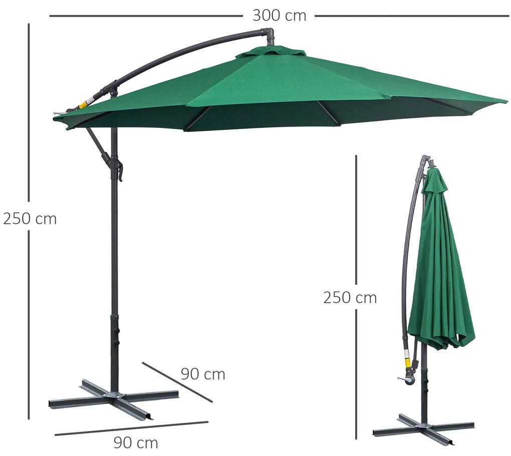 Chapéu de Sol de Jardim Inclinável Chapéu de Sol Excêntrico a Manivela