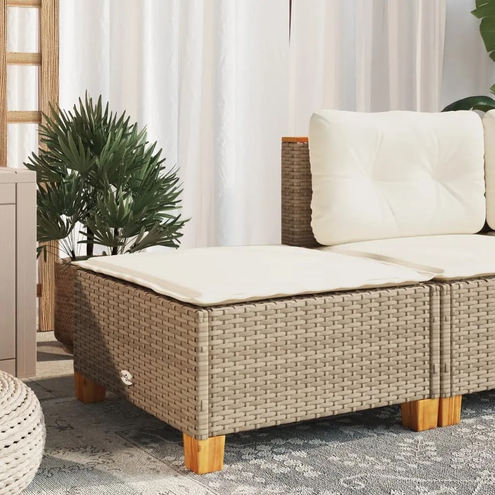 Banco de jardim com almofada 63,5x56x32 cm vime PE bege