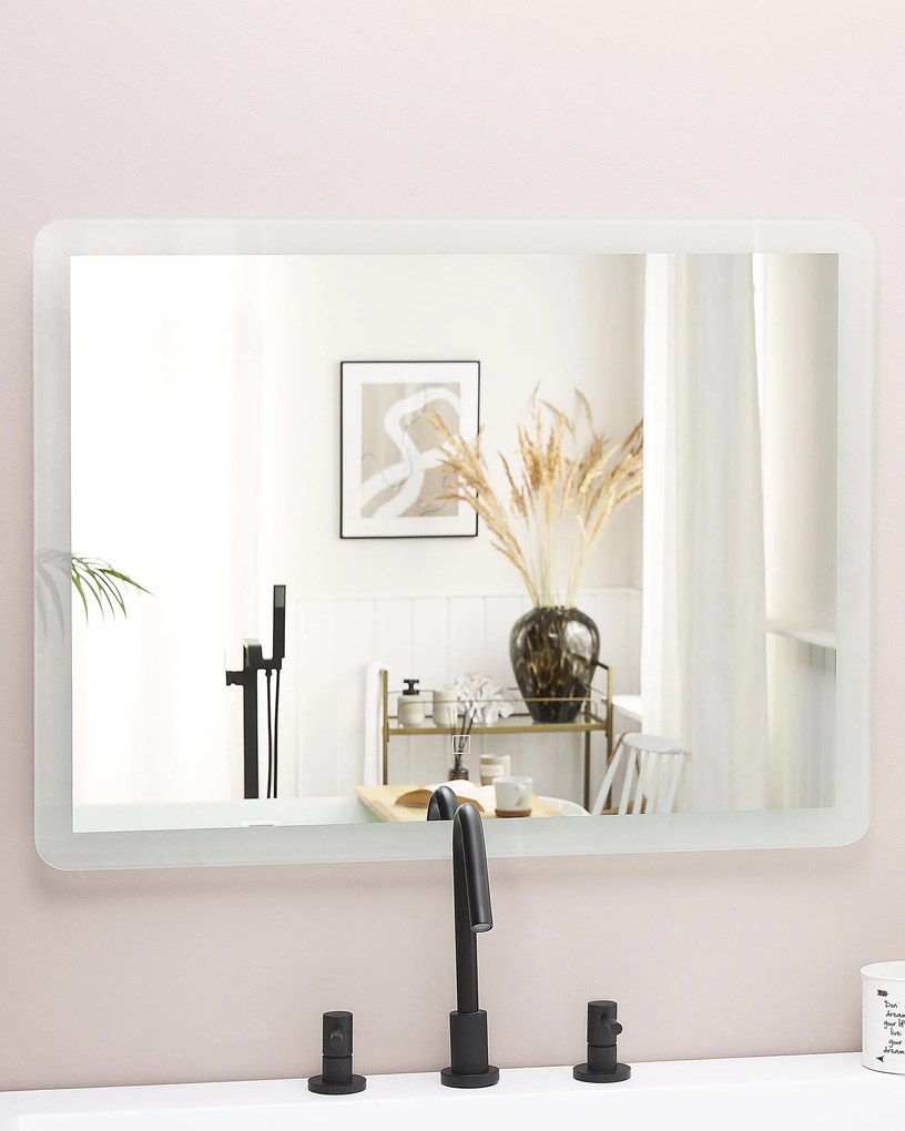 Espelho de parede prateado com iluminação LED 60 x 80 cm CORROY Beliani