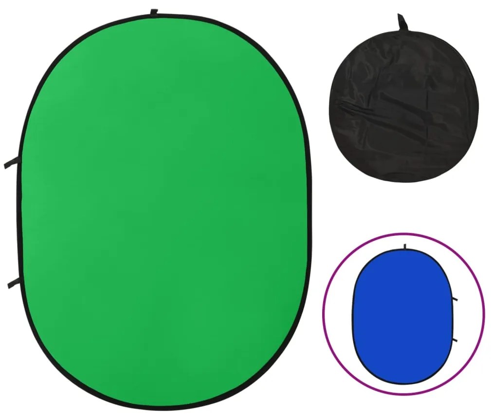190250 vidaXL Tela fundo de estúdio oval 2-em-1 200x150 cm verde e azul