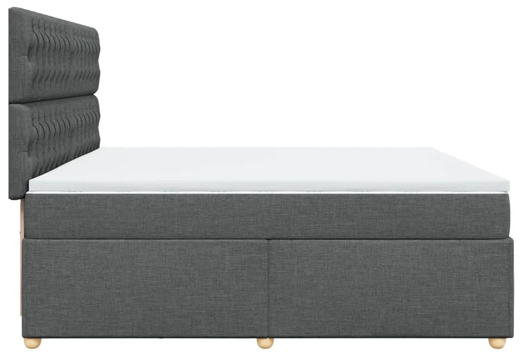 Cama com molas/colchão 200x200 cm tecido cinzento-escuro