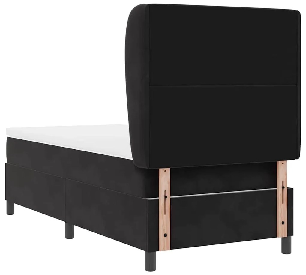Cama Box com Colchão Preto 90x200 cm em Veludo