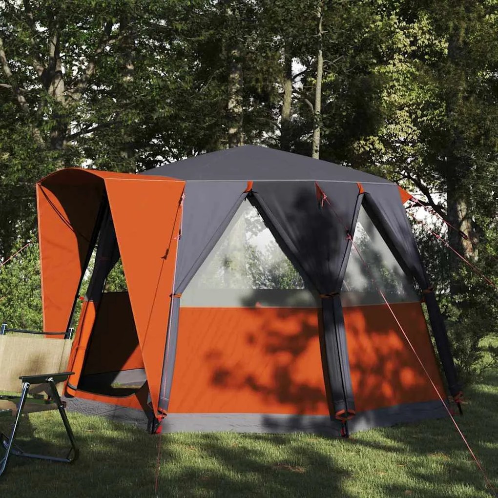 vidaXL Barraca Cabana com telhado Cinza e Laranja 320 x 320 x 203 cm