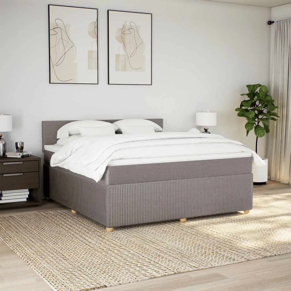 Cama com molas/colchão 180x200 cm tecido castanho-acinzentado