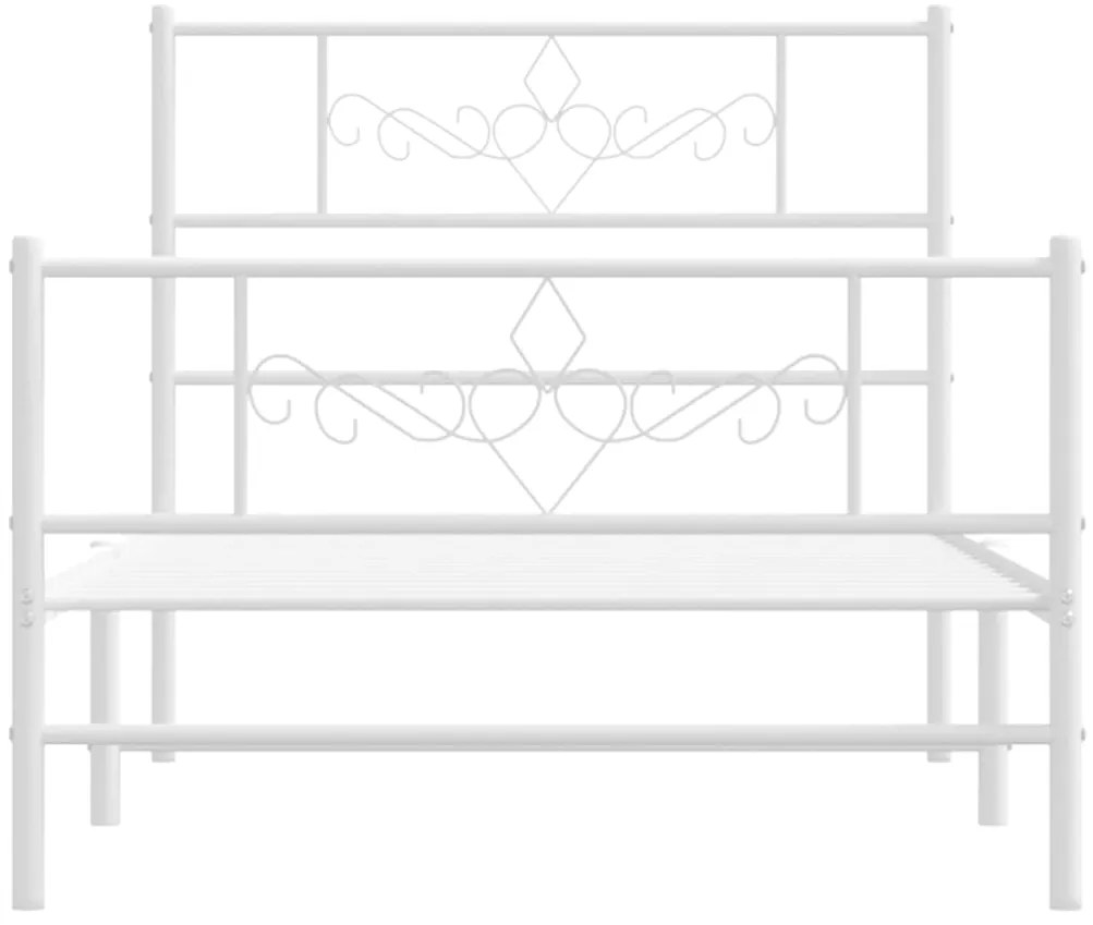 Estrutura de cama com cabeceira e pés 107x203 cm metal branco