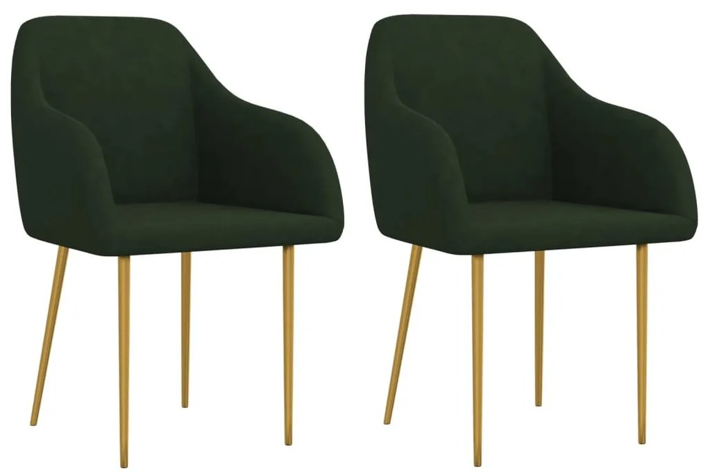 vidaXL Cadeiras de jantar 2 pcs veludo verde-escuro