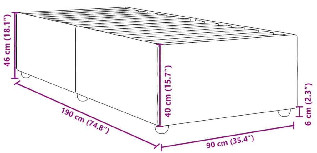 Estrutura de cama sem colchão 90x190 cm tecido cinzento