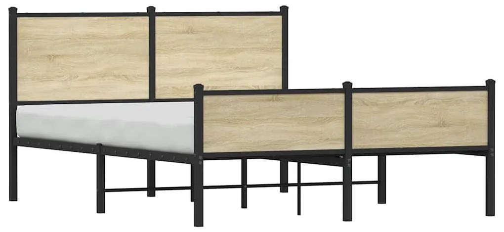 Estrutura de cama sem colchão 150x200cm metal carvalho sonoma