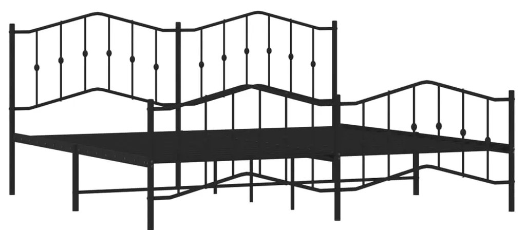 Estrutura de cama com cabeceira e pés 200x200 cm metal preto