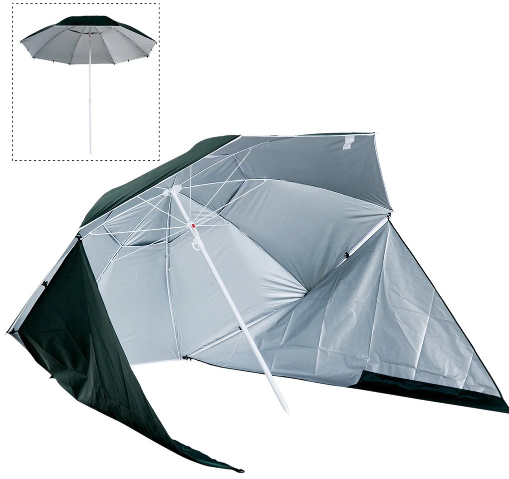 Guarda-sol com Painéis Laterais Tipo de loja - Parasol para Proteção UV Φ210x222cm