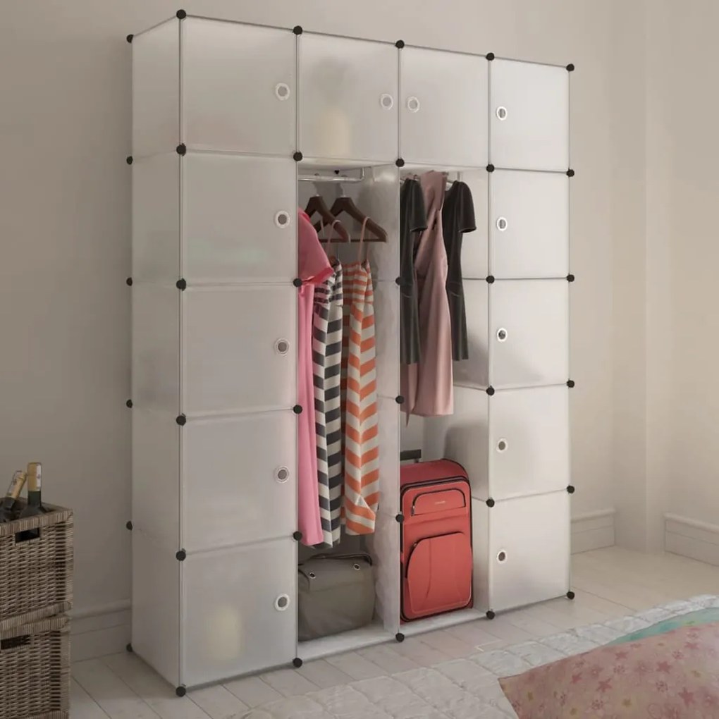 240500 vidaXL Armário plástico modular 14 gavetas 37x146x180,5cm branco