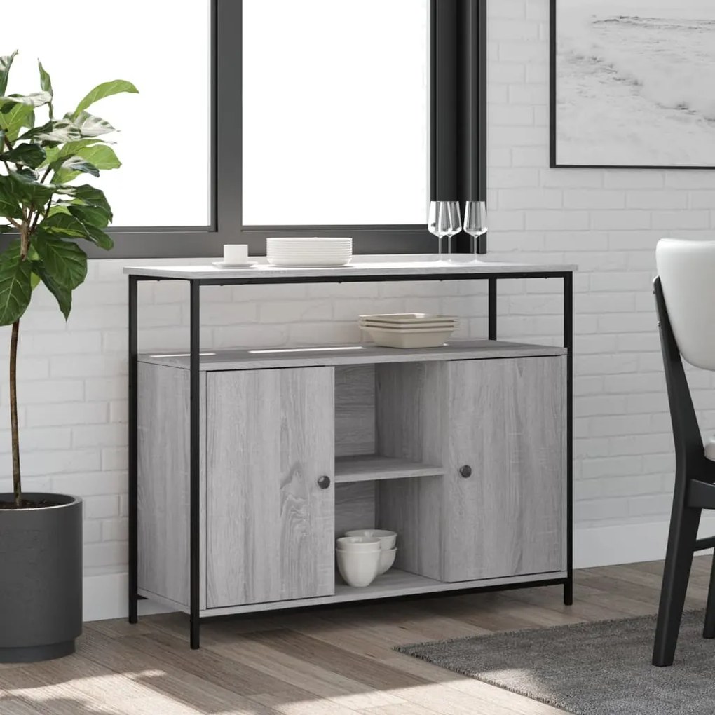 vidaXL Aparador 100x35x80 cm derivados de madeira cinzento sonoma