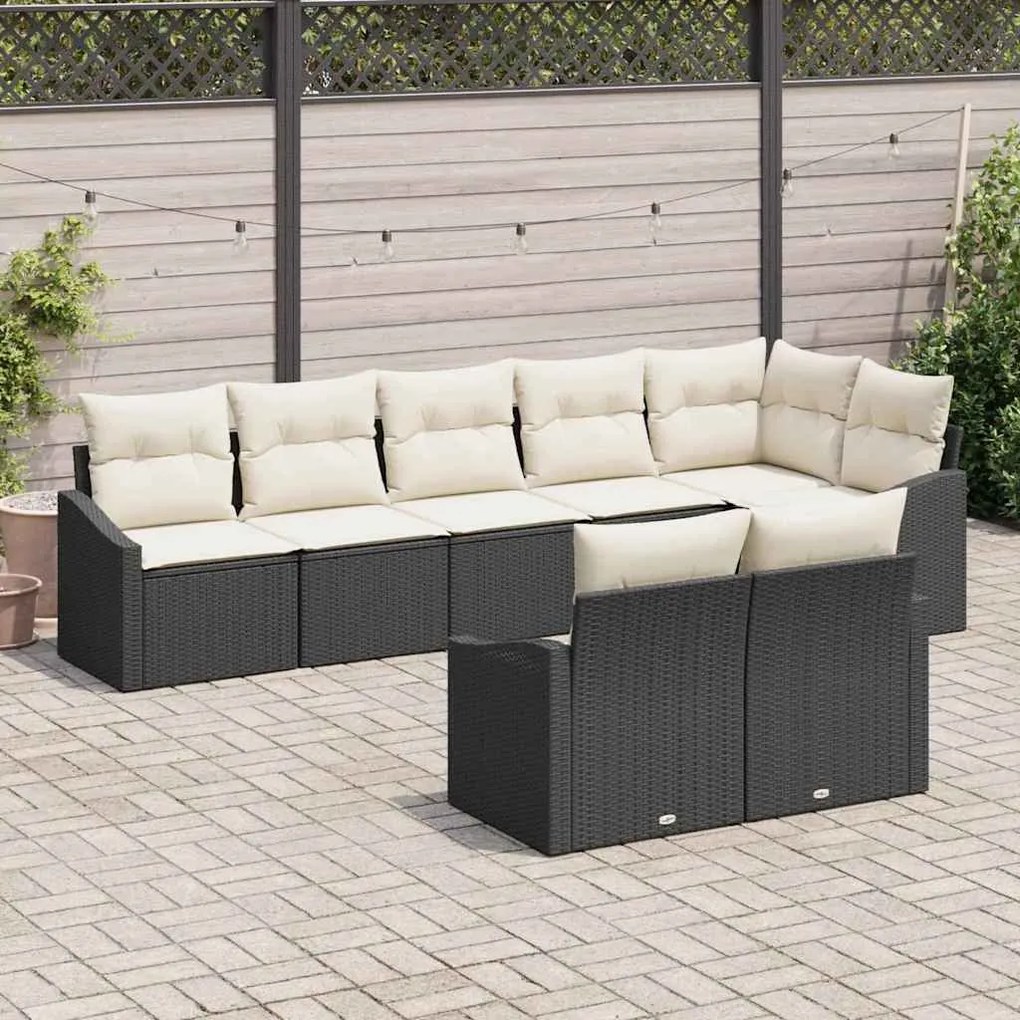 vidaXL Conjunto de Sofá de Jardim 8 pcs Preto e Branco vime PE