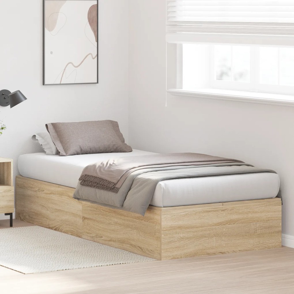 Cama de Armazenamento vidaXL em Carvalho Sonoma 90x200 cm