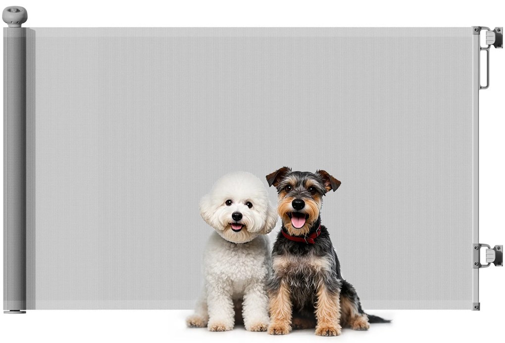 PawHut Barreira para Cães Retráctil 0-140 cm Porta para Cães Pequenos