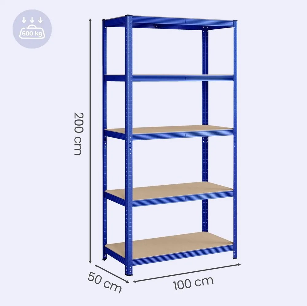 Estante de armazenamento garagem, escritório 200 x 100 x 50 cm azul