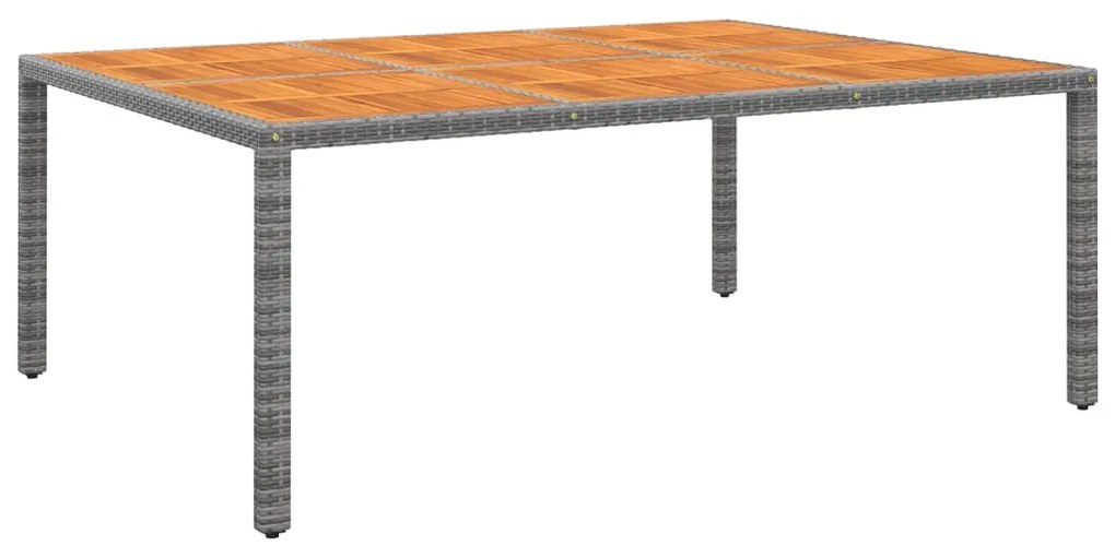 310591 vidaXL Mesa jardim 200x150x75 cm madeira de acácia e vime PE cinzento