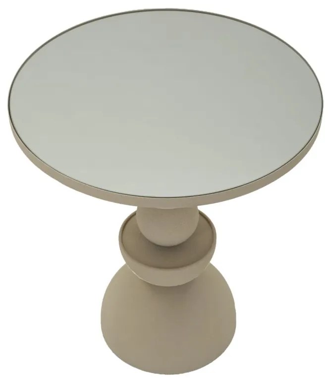 MESA DE CENTRO DUNA COM ESPELHO Ø 45X49,5 CM CREME