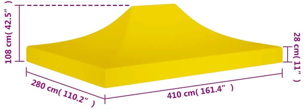 Teto para tenda de festas 4x3 m 270 g/m² amarelo