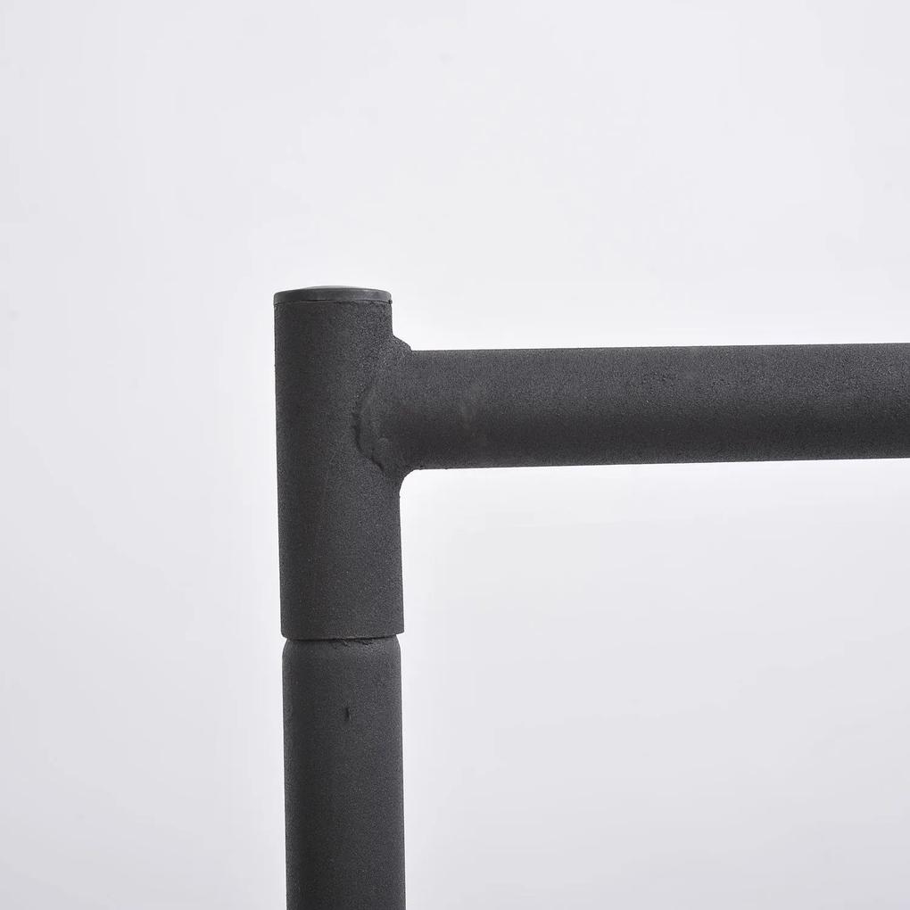Suporte de cabide para Roupa com tubo de ferro e 4 rodas - Cor Preto - Ferro - 150x60x150cm