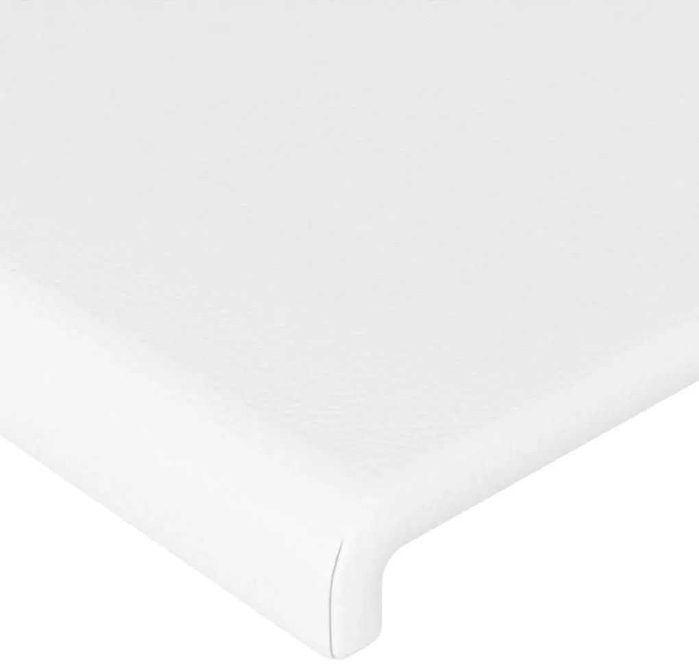 Cabeceira de cama c/ LED couro artificial 163x16x78/88cm branco