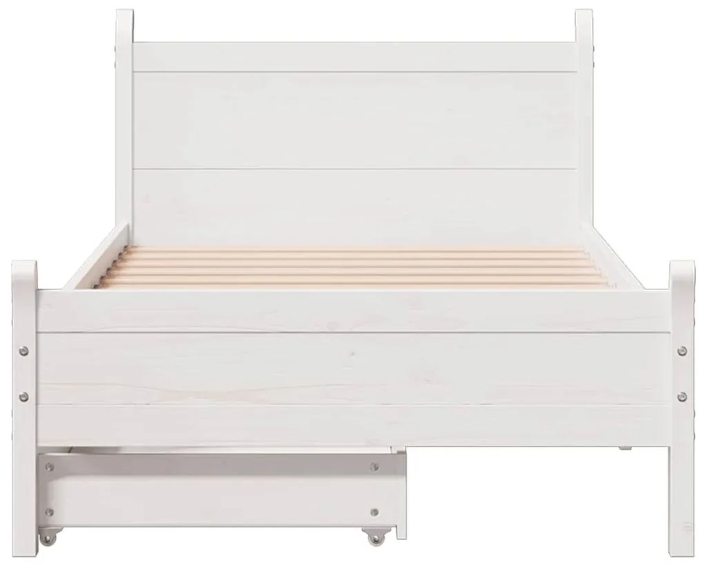 Cama sem colchão 90x190 cm madeira de pinho maciça branco