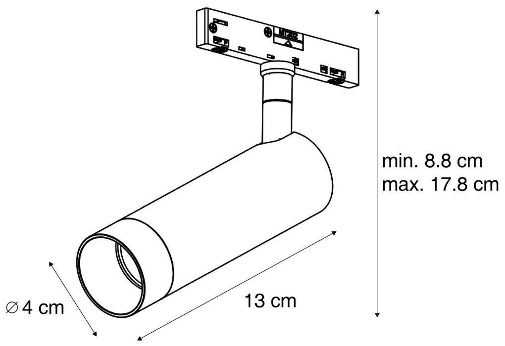 Foco moderno em bronze escuro para sistema de calha monofásico GU10 35mm - Slimline Uzzy Moderno