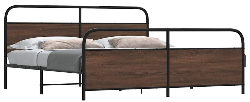 Estrutura cama sem colchão 193x203 cm metal carvalho castanho