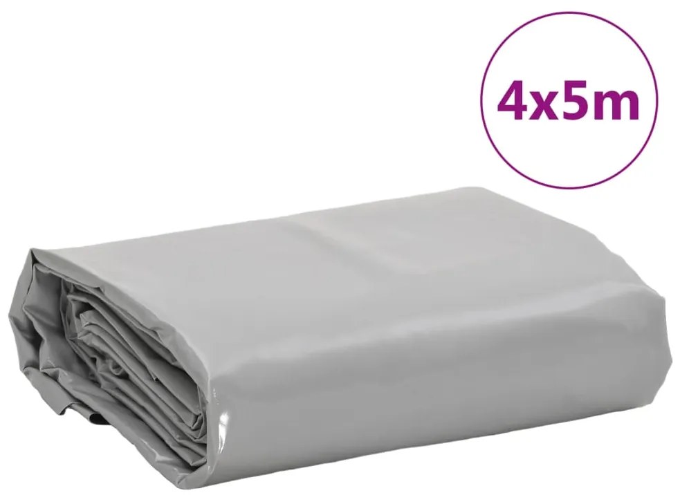 Lona 4x5 m 650 g/m² cinzento