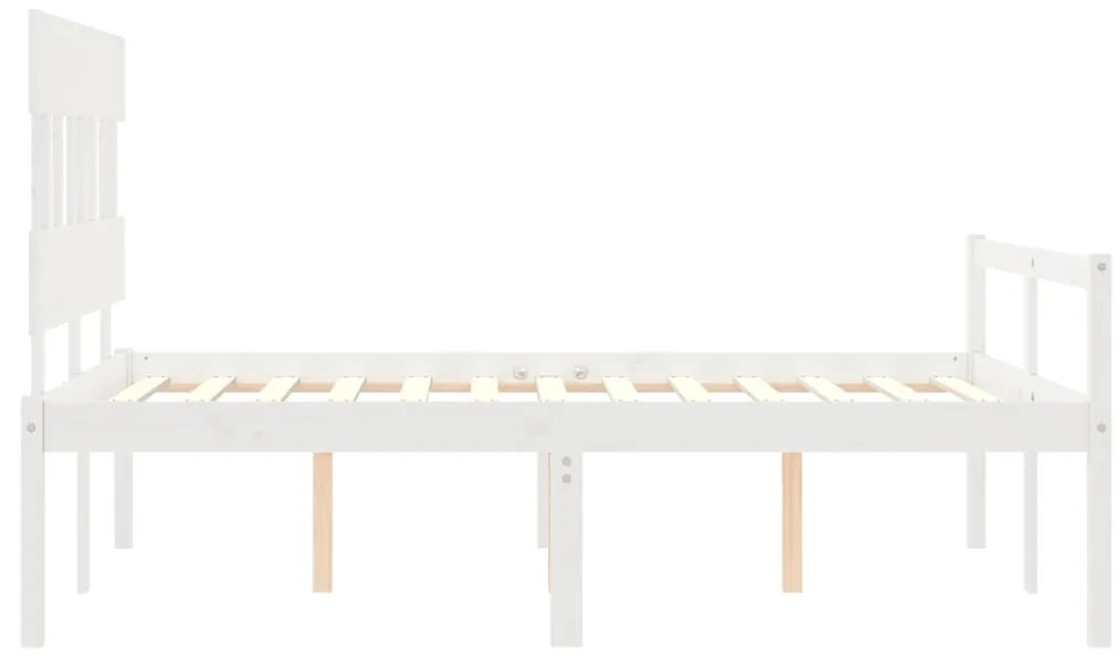 Estrutura de cama com cabeceira 140x190cm madeira maciça branco