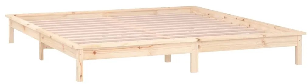 Estrutura de cama de casal c/ LED 135x190 cm madeira maciça