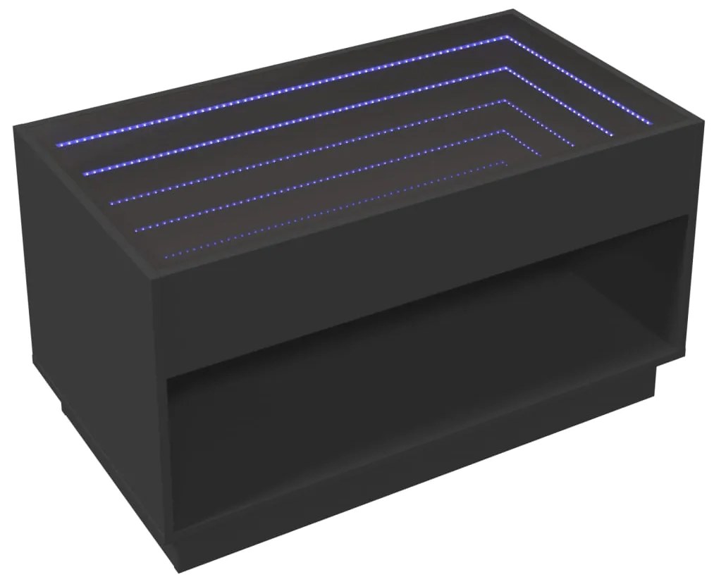 Mesa de centro luzes LED Infinity 90x50x50 cm preto