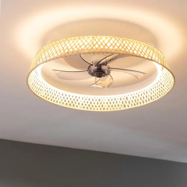 Ventoinha de teto EnergySilence LampAero 620 Natur Design de design com motor DC, com uma potência de 20 W