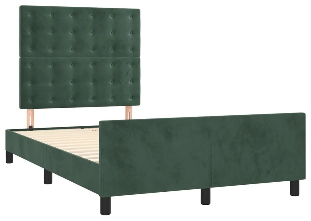 Estrutura de cama sem colchão 120x200 cm veludo verde-escuro
