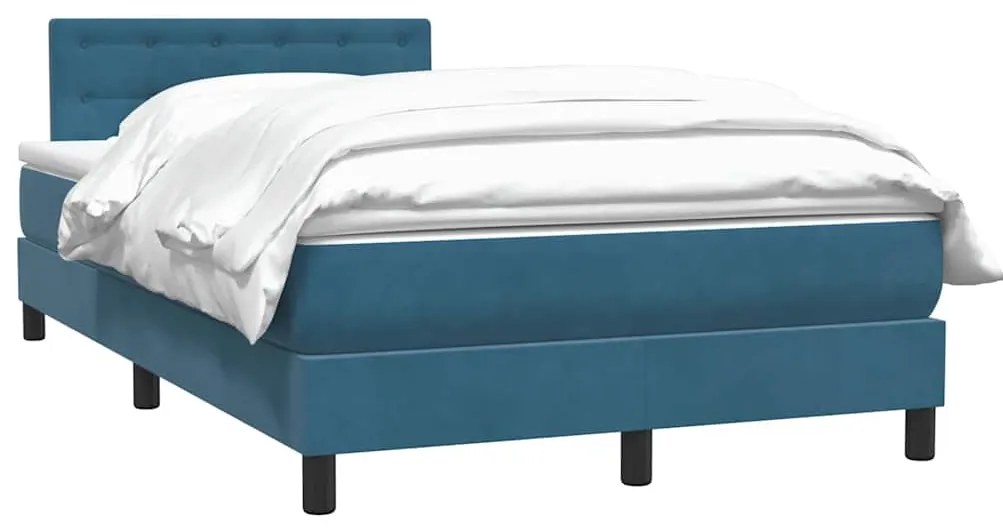 Cama com molas/colchão 120x210 cm veludo azul-escuro
